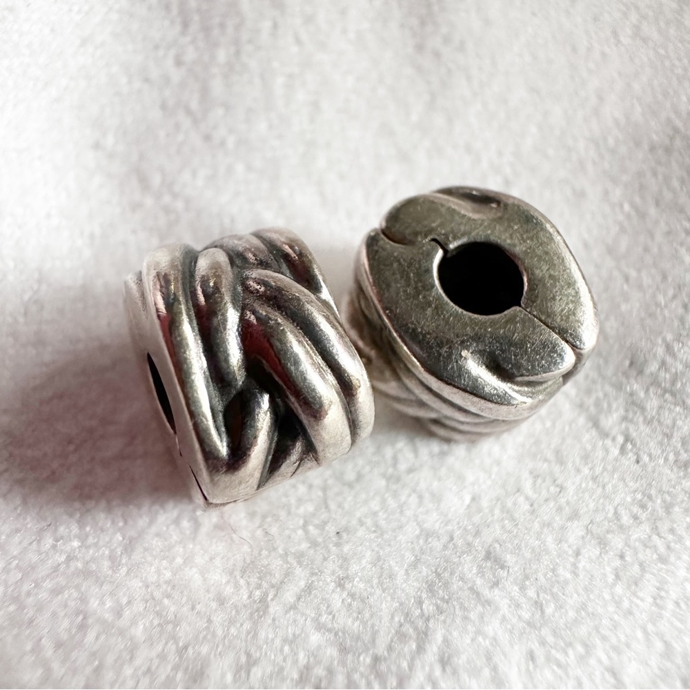 Pandora Authentic Pair Of Retired Braided Clips -… - image 5